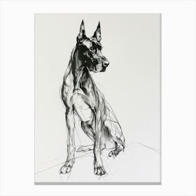 Doberman Dog Charcoal Line 2 Canvas Print