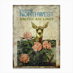 Vintage Travel Poster ― Pacific Northwest United Air Lines 1 Canvas Print