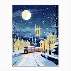 Winter Travel Night Illustration Bath United Kingdom 2 Canvas Print