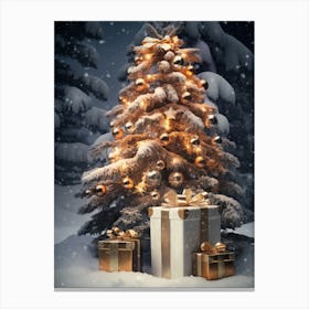 Christmas Tree With Presents Canvas Print