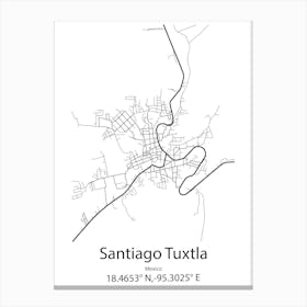 Santiago Tulantepec,Mexico Minimalist Map Canvas Print