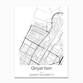 Qiryat Yam,Israel Minimalist Map Canvas Print