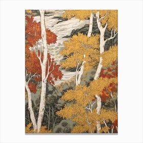 European White Birch 1 Vintage Autumn Tree Print  Canvas Print