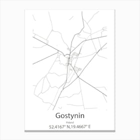 Gostynin,Poland Minimalist Map Canvas Print