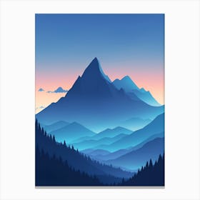 Misty Mountains Vertical Composition In Blue Tone 55 Canvas Print