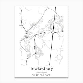 Tewkesbury,United Kingdom Minimalist Map Stampe su tela