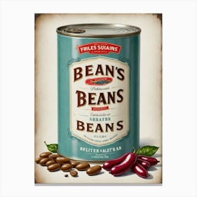 Tin of Beans Vegetables Tomatoes Peppers Chilis Kitchen Wall Art  Canvas Print