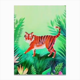 Luxmango Tiger Walking In Forest Voxel Art Canvas Print