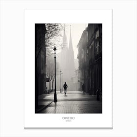 Poster Of Oviedo, Spain, Black And White Analogue Photography 4 Canvas Print