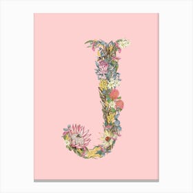 J Pink Alphabet Letter Canvas Print
