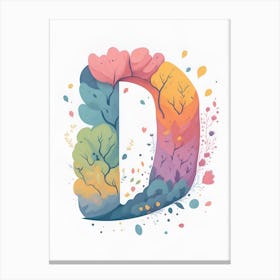 Colorful Letter D Illustration Canvas Print