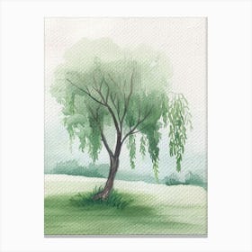 Willow Tree Atmospheric Watercolour Painting 2 Canvas Print