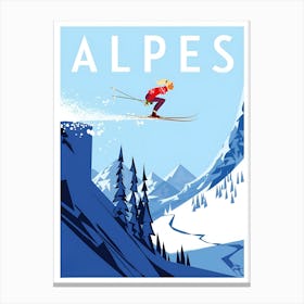 Alpes Skier Canvas Print