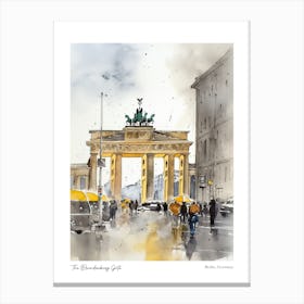 The Brandenburg Gate, Berlin 1 Watercolour Travel Poster Canvas Print