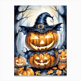 Cute Jack O Lantern Halloween Painting (6) Canvas Print