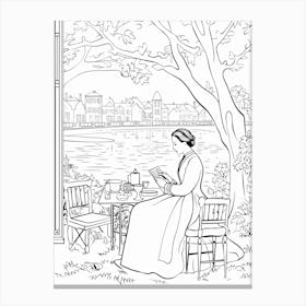 Line Art Inspired By A Sunday Afternoon On The Island Of La Grande Jatte 3 Canvas Print