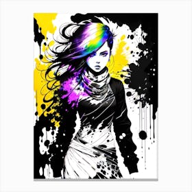 Girl With Rainbow Hair Canvas Print