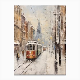 Vintage Winter Painting Munich Germany 2 Canvas Print