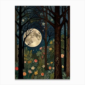 Moonlight In The Forest Style William Morris 15 Canvas Print