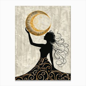 Woman Holding A Moon 1 Canvas Print