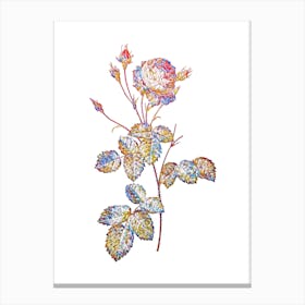 Stained Glass Provence Rose Mosaic Botanical Illustration on White n.0236 Canvas Print
