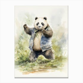 Panda Art Practicing Tai Chi Watercolour 1 Canvas Print