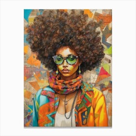 Afro Fashionista Pencil Drawing 3 Canvas Print