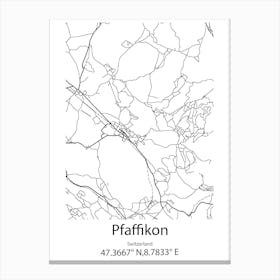 Pfaffikon,Switzerland Minimalist Map Canvas Print