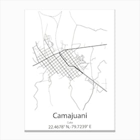 Camajuani,Cuba Minimalist Map Canvas Print