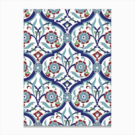 Turkish Tile Pattern — Iznik Turkish pattern, floral decor Canvas Print