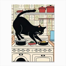 Cat On Stove Canvas Print