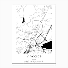 Vilvoorde,Belgium Minimalist Map Canvas Print