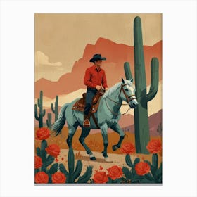 Cowboy In The Desert 27 Canvas Print