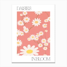 Daisies In Bloom Flowers Bold Illustration 2 Canvas Print