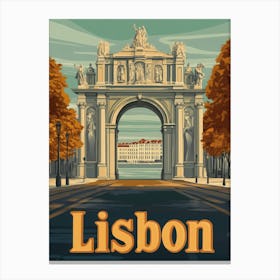 Aihrgdesign A Retro Travel Poster For Lisbon Featuring The Ma E6e2de76 0a31 4d2e 9dd9 B1ce3bc303c4 2 Canvas Print