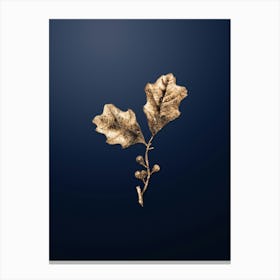 Gold Botanical Bear Oak Leaves on Midnight Navy n.1390 Canvas Print