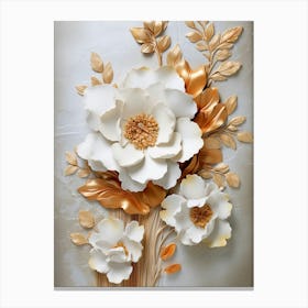 Gold And White Flowers Canvas Print