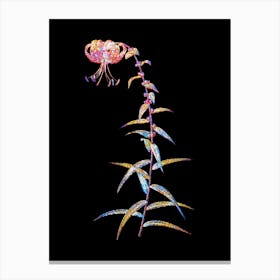 Stained Glass Tiger Lily Mosaic Botanical Illustration on Black n.0299 Canvas Print