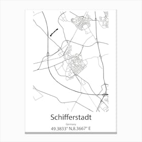 Schifferstadt,Germany Minimalist Map Canvas Print