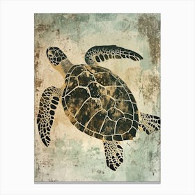 Vintage Sea Turtles Silkscreen Inspired 4 Canvas Print