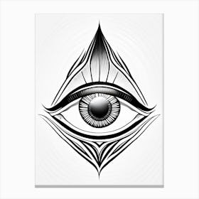 Energy Flow, Symbol, Third Eye Simple Black & White Illustration 1 Canvas Print