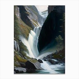 Kjosfossen, Norway Peaceful Oil Art  (2) Canvas Print