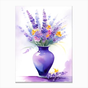 Watercolor Flowers In A Vase 2 Canvas Print