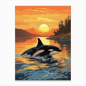 Orca Whale Splashing Around Canvas Print