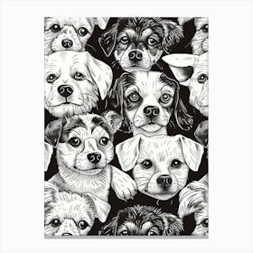 Perfectly Repeatable Artwork With Cute Dog Faces 16 Canvas Print