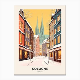 Vintage Winter Travel Poster Cologne France 1 Canvas Print