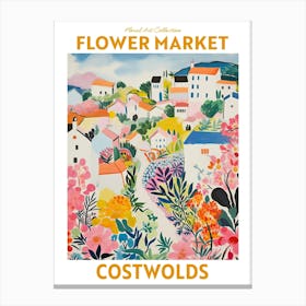 Costwolds England Flower Market Floral Art Print Travel Print Plant Art Modern Style Canvas Print