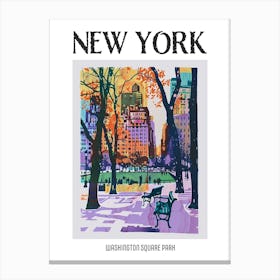 Washington Square Park New York Colourful Silkscreen Illustration 1 Poster Canvas Print