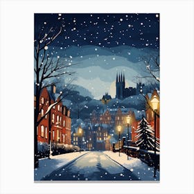 Winter Travel Night Illustration Edinburgh Scotland 7 Canvas Print