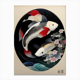Fish Yin and Yang 4, Japanese Ukiyo E Style Canvas Print